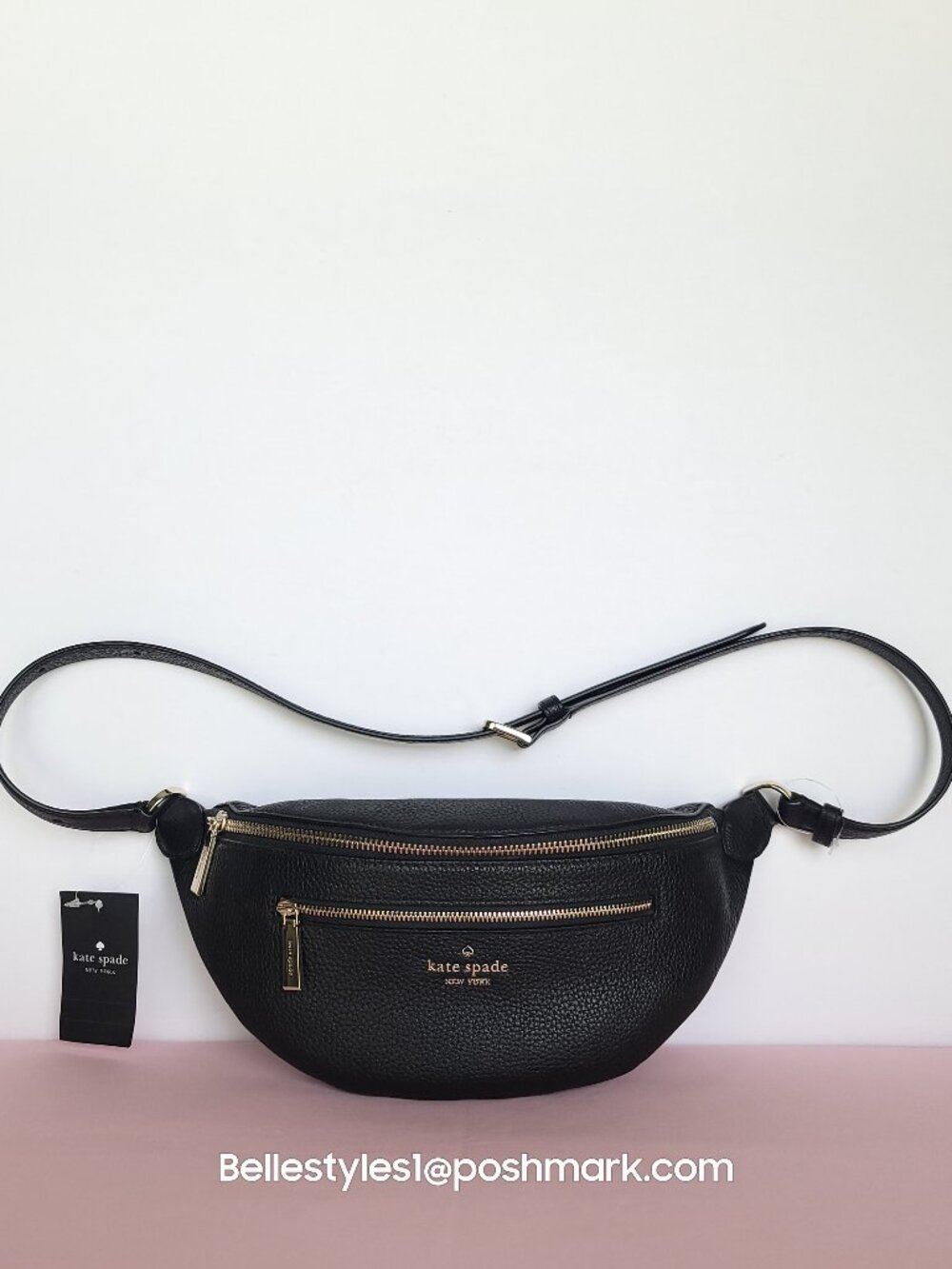 KATE SPADE Leila BELT Bag in Pebbled Leather – Black color⭐ - Picture 5 of 15